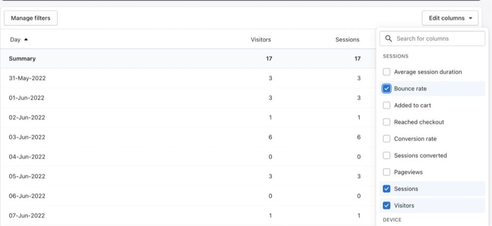 how to check shopify bounce rate analytics reports